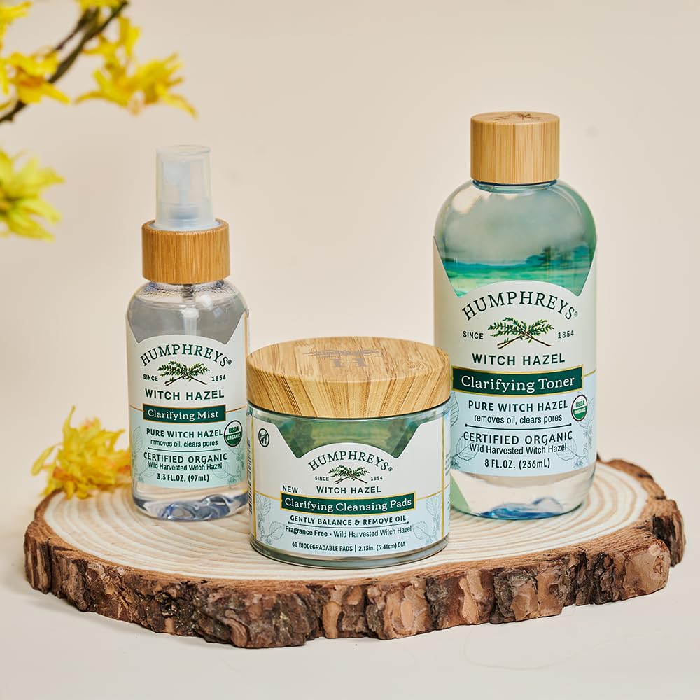 Humphreys Toner bottle on bathroom shelf suggests daily routine serenity.