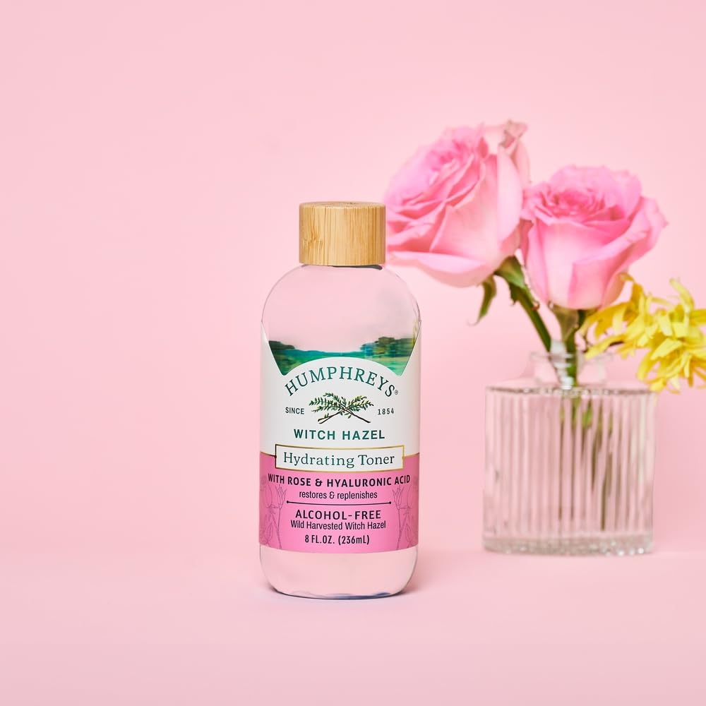 Humphreys Witch Hazel Toner dye-free label communicates gentle, clean skincare.