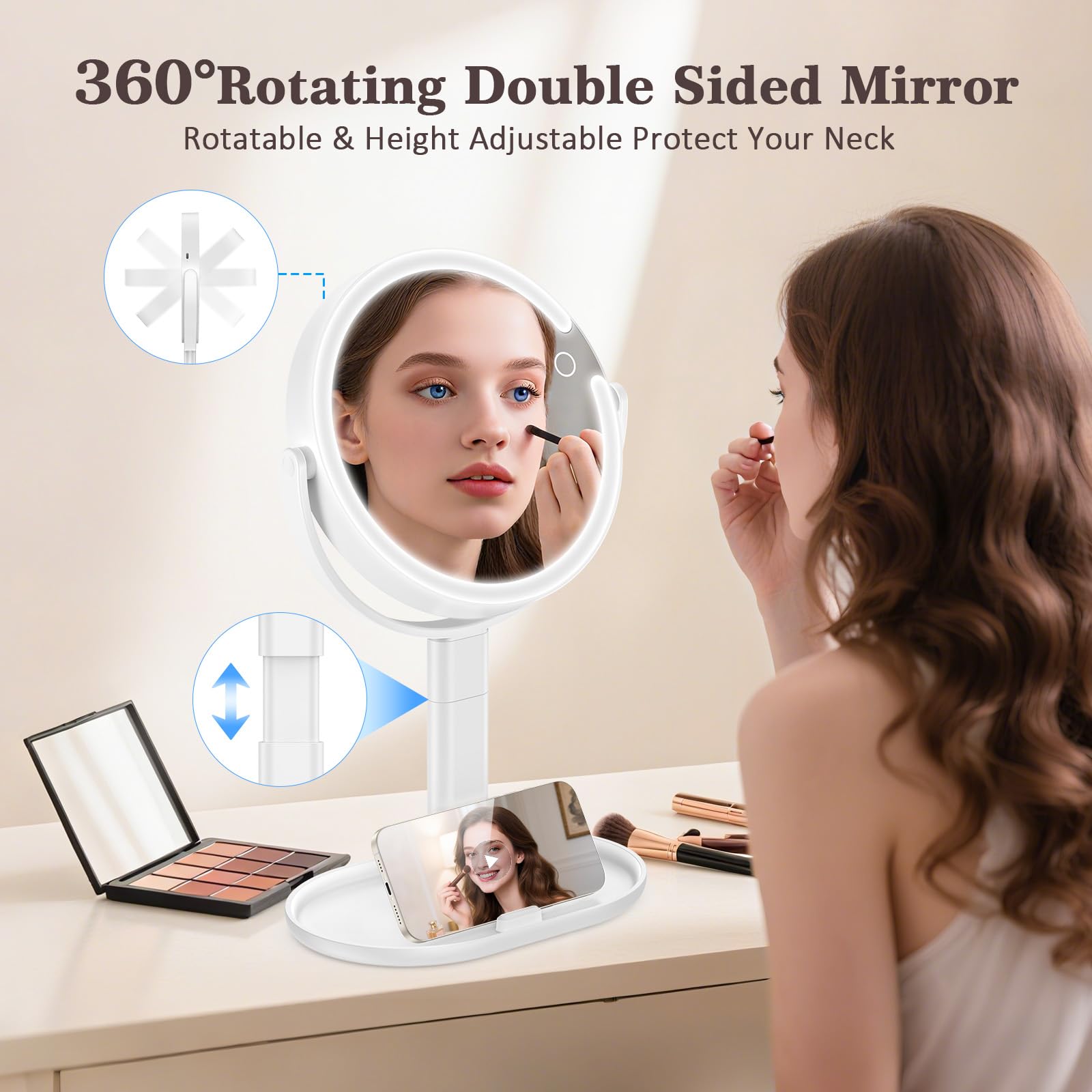 HUNCAB 7.5-inch lighted mirror provides full-face visibility