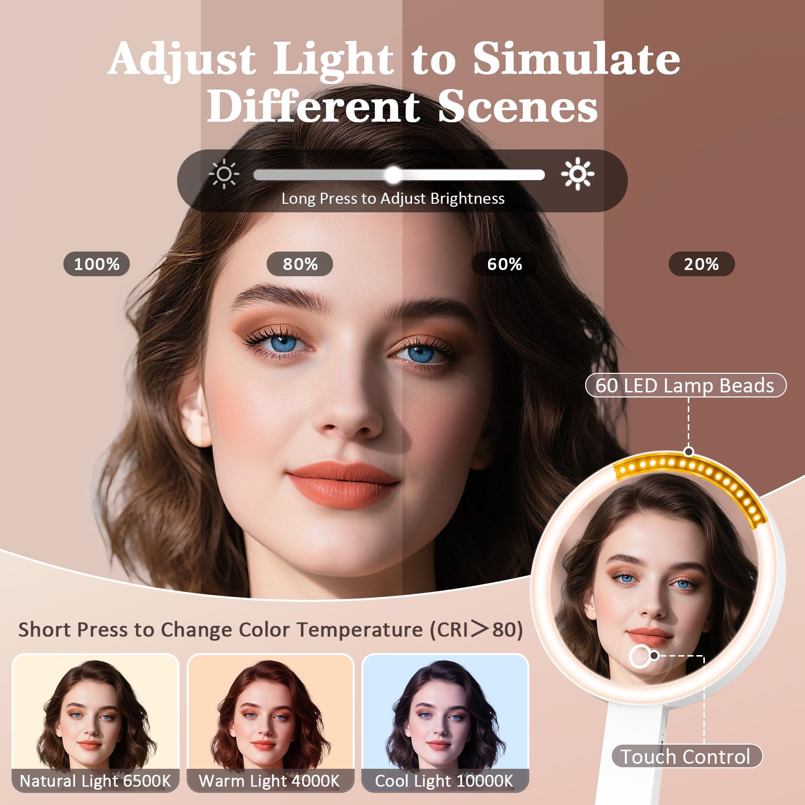 HUNCAB LED lighting with warm-natural-cool options for flawless makeup