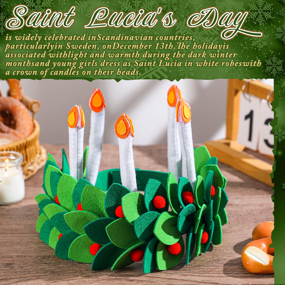 HunnmingRe headband wreath worn as a hands-free Saint Lucia Day accessory