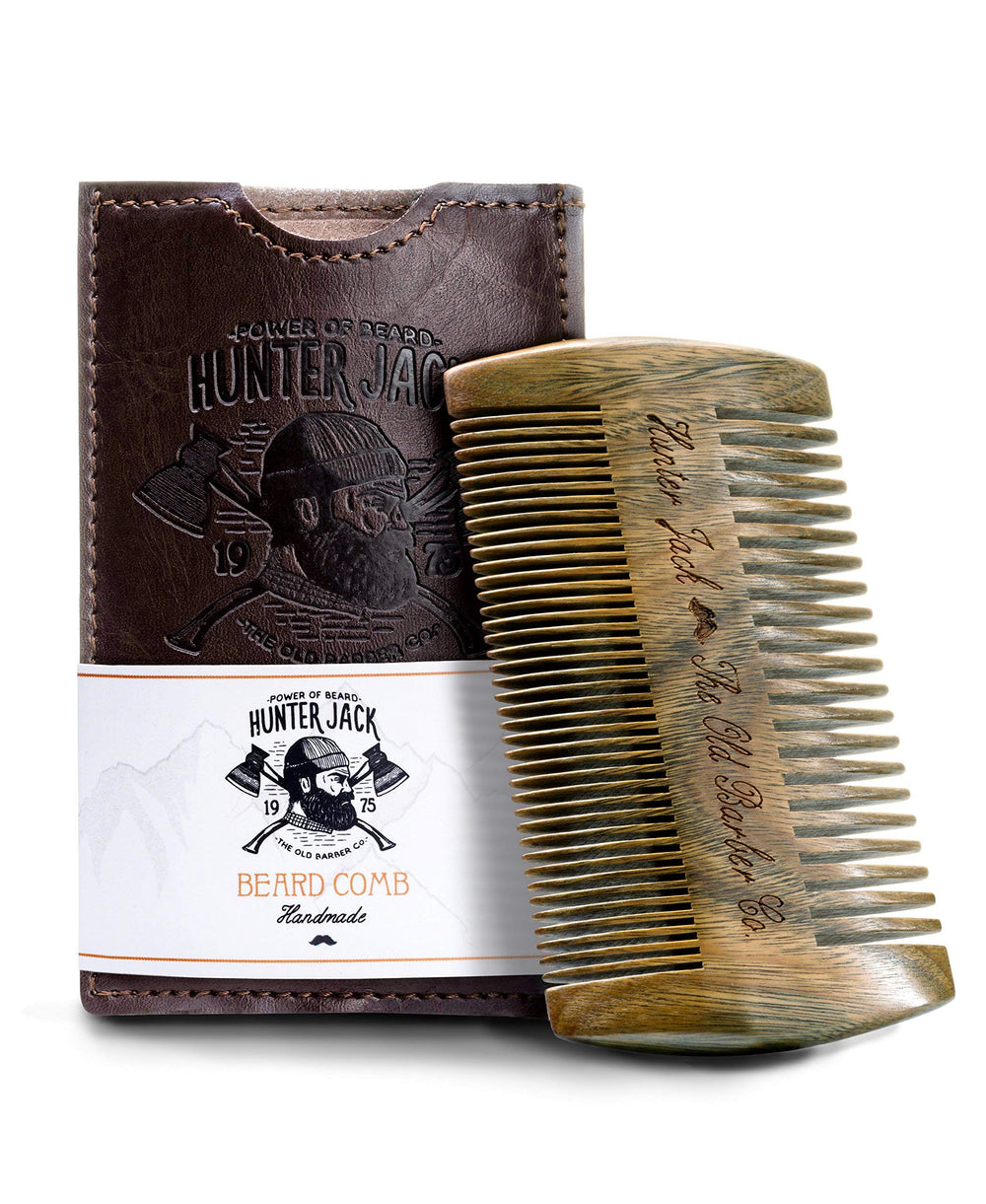 Hunter Jack sandalwood beard comb with fine tooth detangles without snagging for a smoother beard.