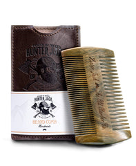 Hunter Jack sandalwood beard comb with fine tooth detangles without snagging for a smoother beard.