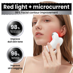 Hunvva EP-300 red-light therapy emission illustrating gentle periorbital treatment