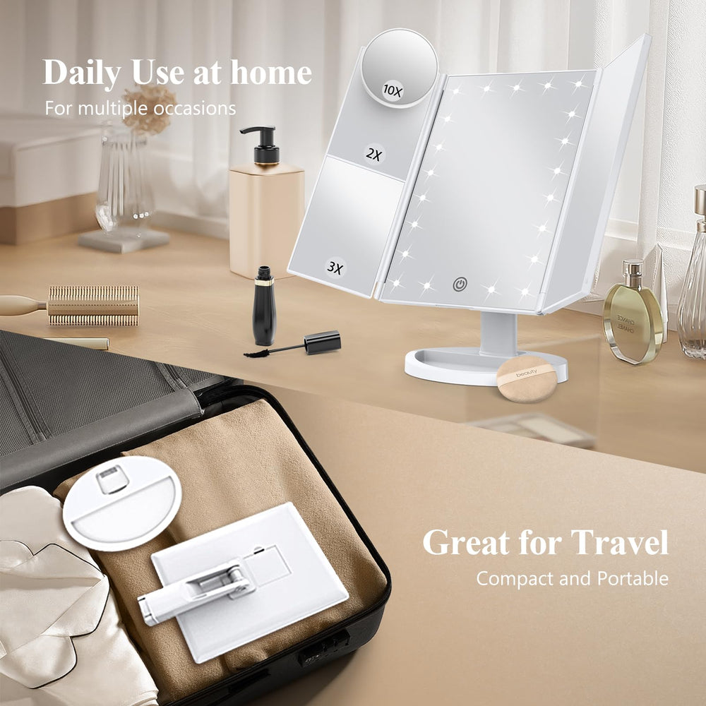 HUONUL makeup mirror powered by USB or batteries for portable use