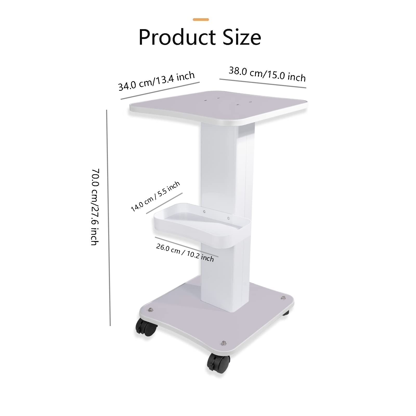 HUOXOU esthetician trolley side view reveals sturdy iron frame