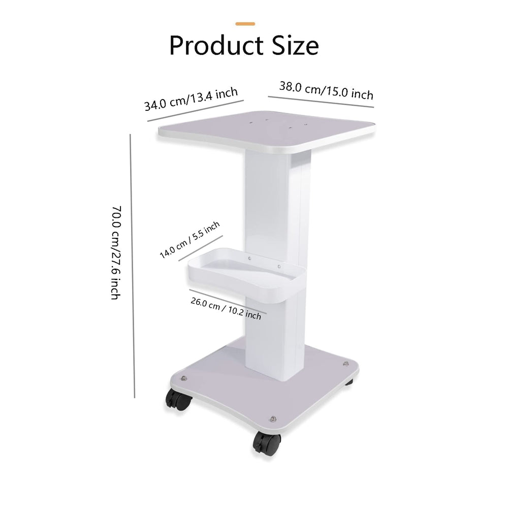 HUOXOU esthetician trolley side view reveals sturdy iron frame