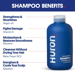 Huron Clean Citrus Woods ingredients argan oil highlighting hydrating scalp nourishment