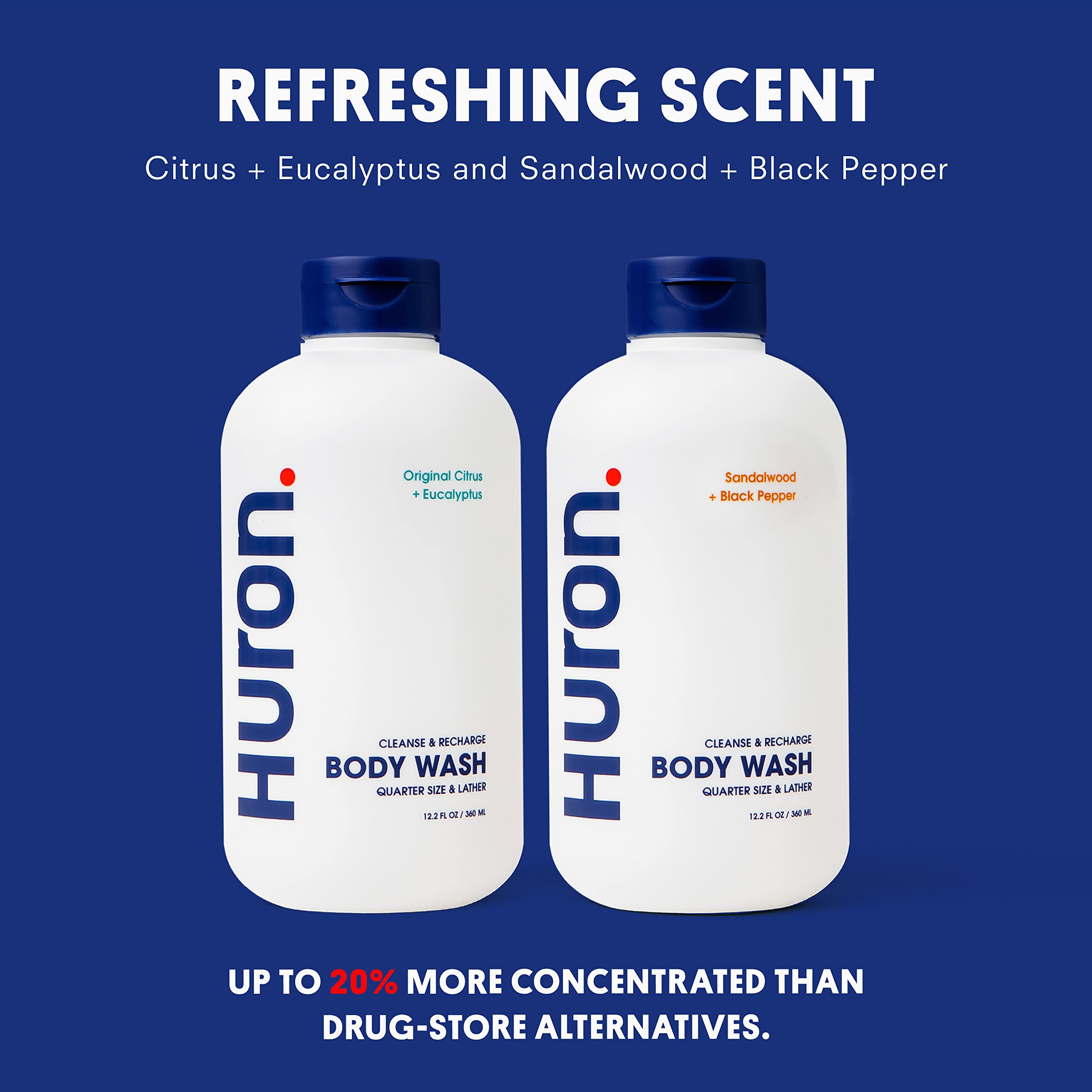 Huron vegan, cruelty-free 2-pack highlights ethical care and plant-based formula.