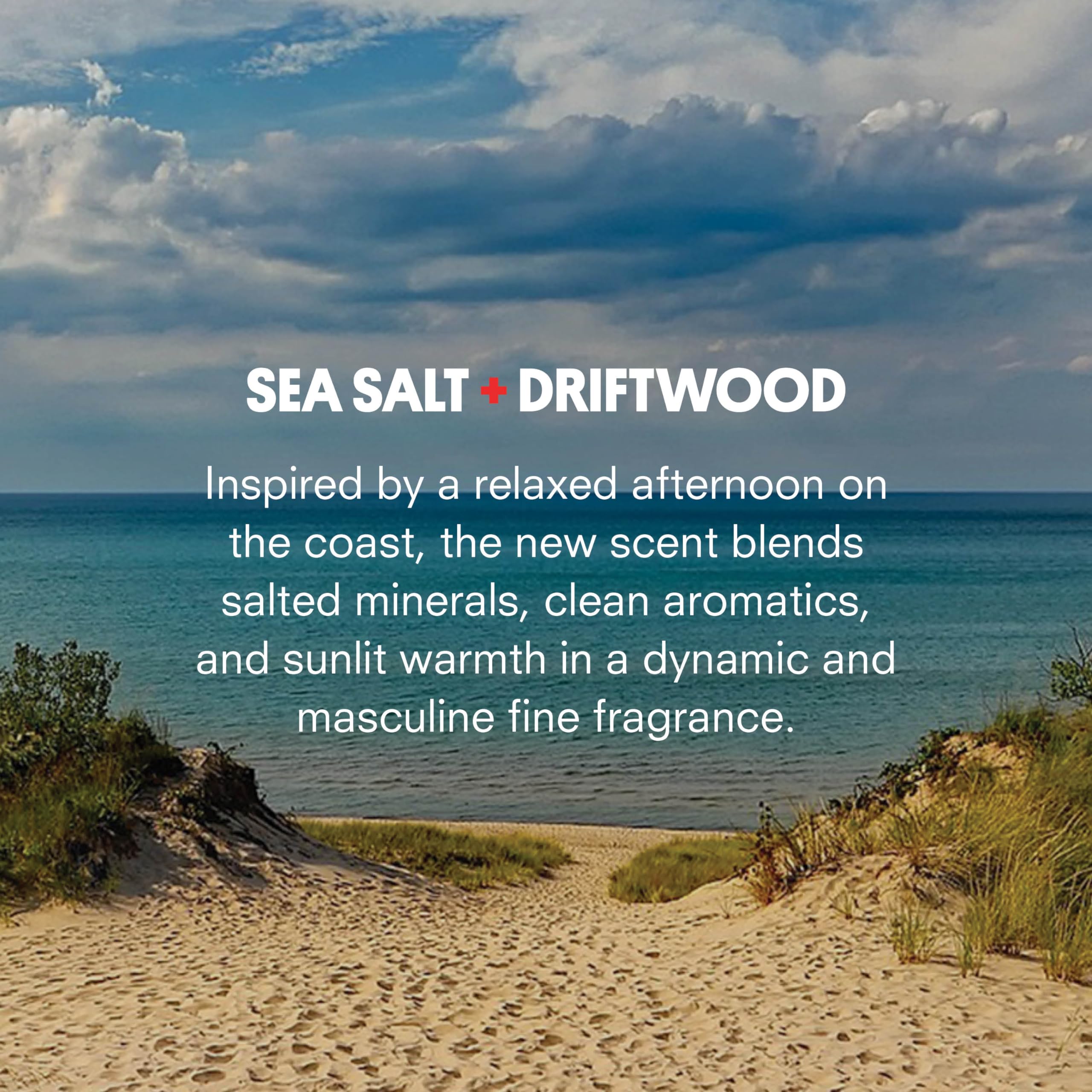 Huron Men’s Cologne driftwood and sea salt mood image for coastal freshness.