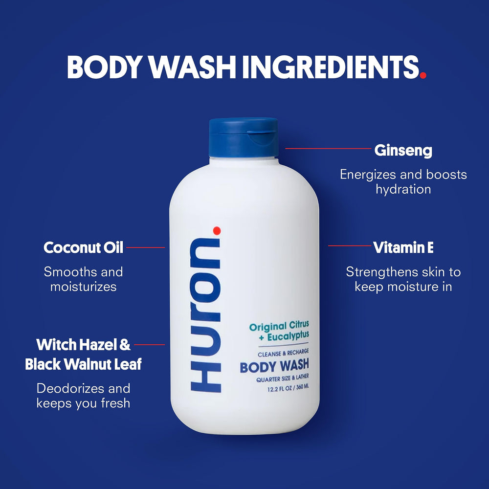 Huron Citrus + Eucalyptus scent note for an invigorating morning routine.