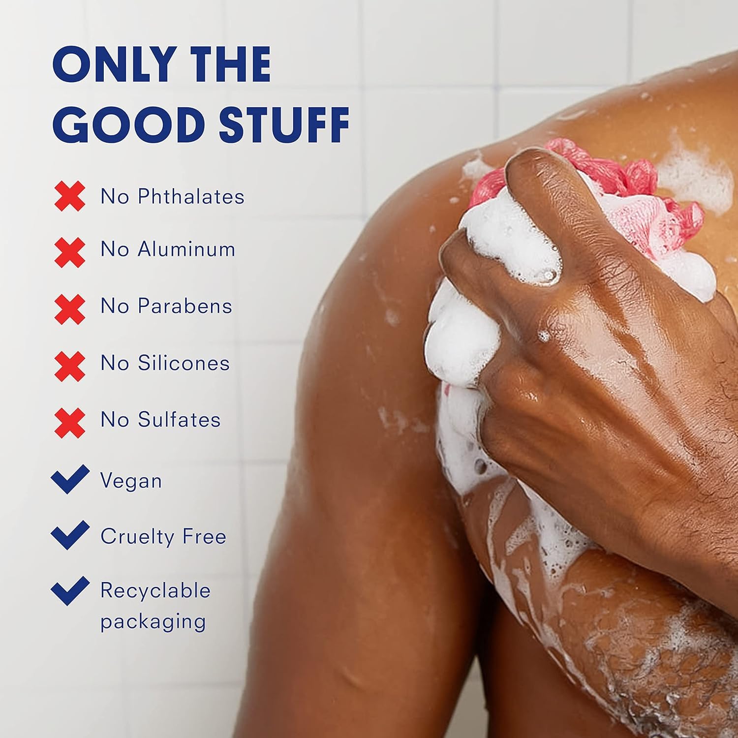 Huron Men body wash witch-hazel visual hints at deodorizing and soothing cleanse.