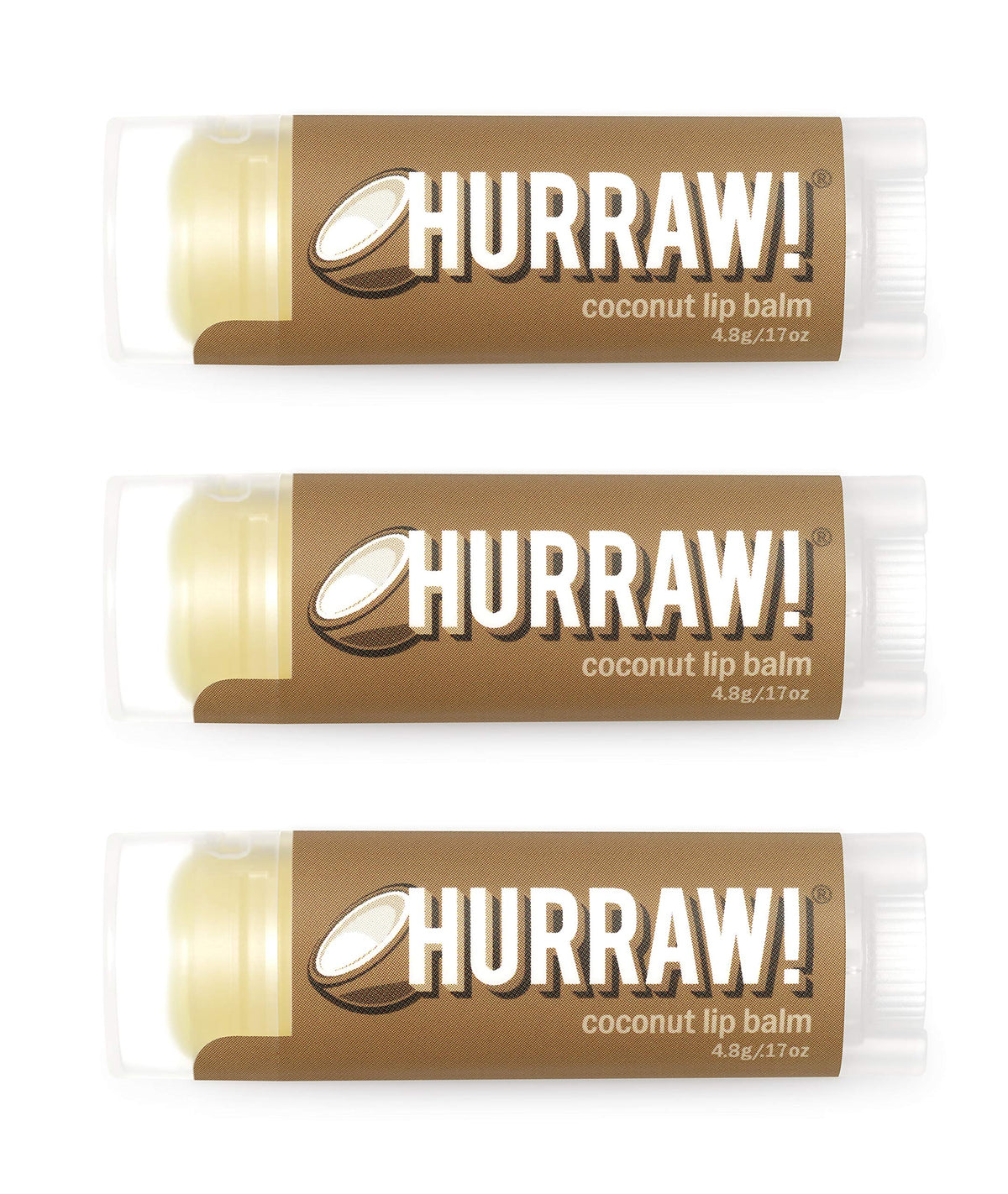 Hurraw! bálsamo labial de coco en trípico práctico para uso diario