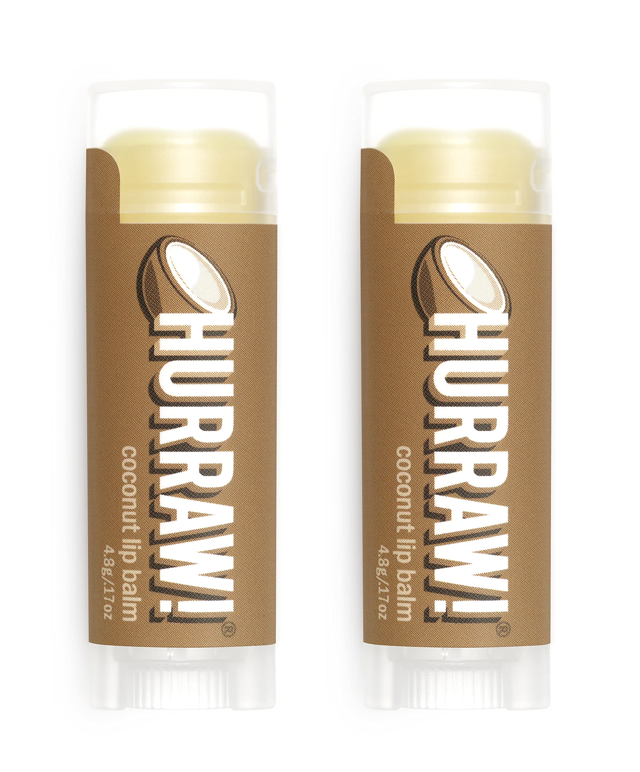 Hurraw! coconut lip balm two-pack tubes provide portable lip care for daily use.