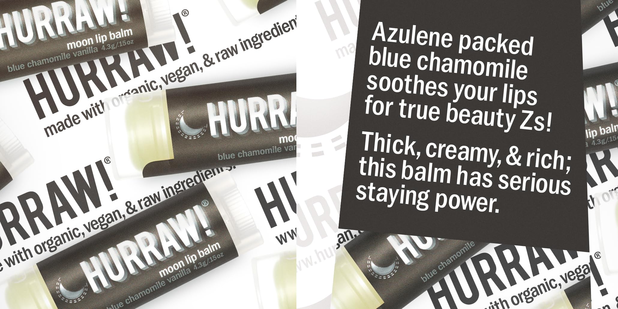 Blue chamomile swatch from Hurraw Moon Night illustrating calming balm texture.