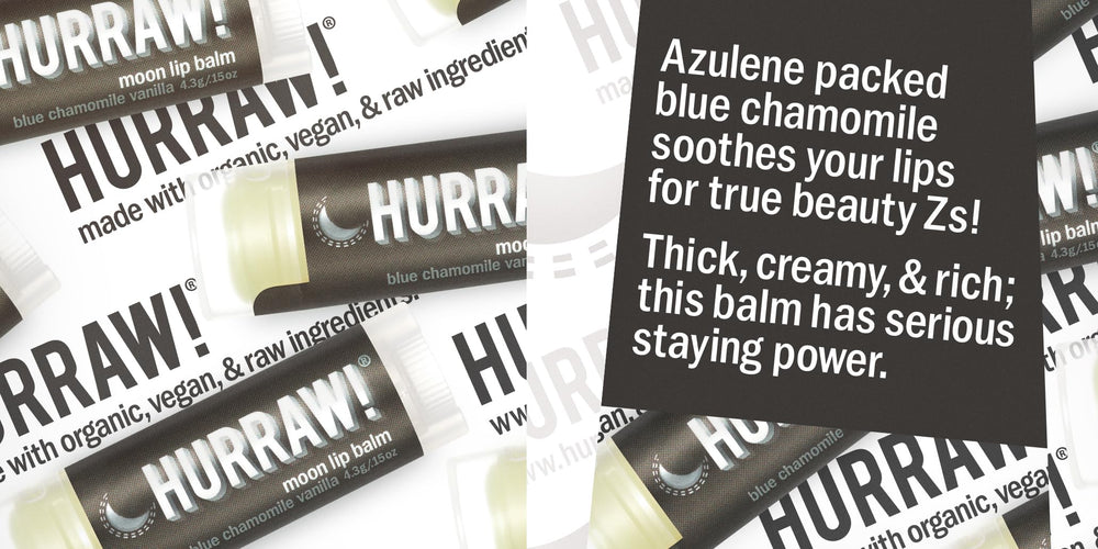 Blue chamomile swatch from Hurraw Moon Night illustrating calming balm texture.
