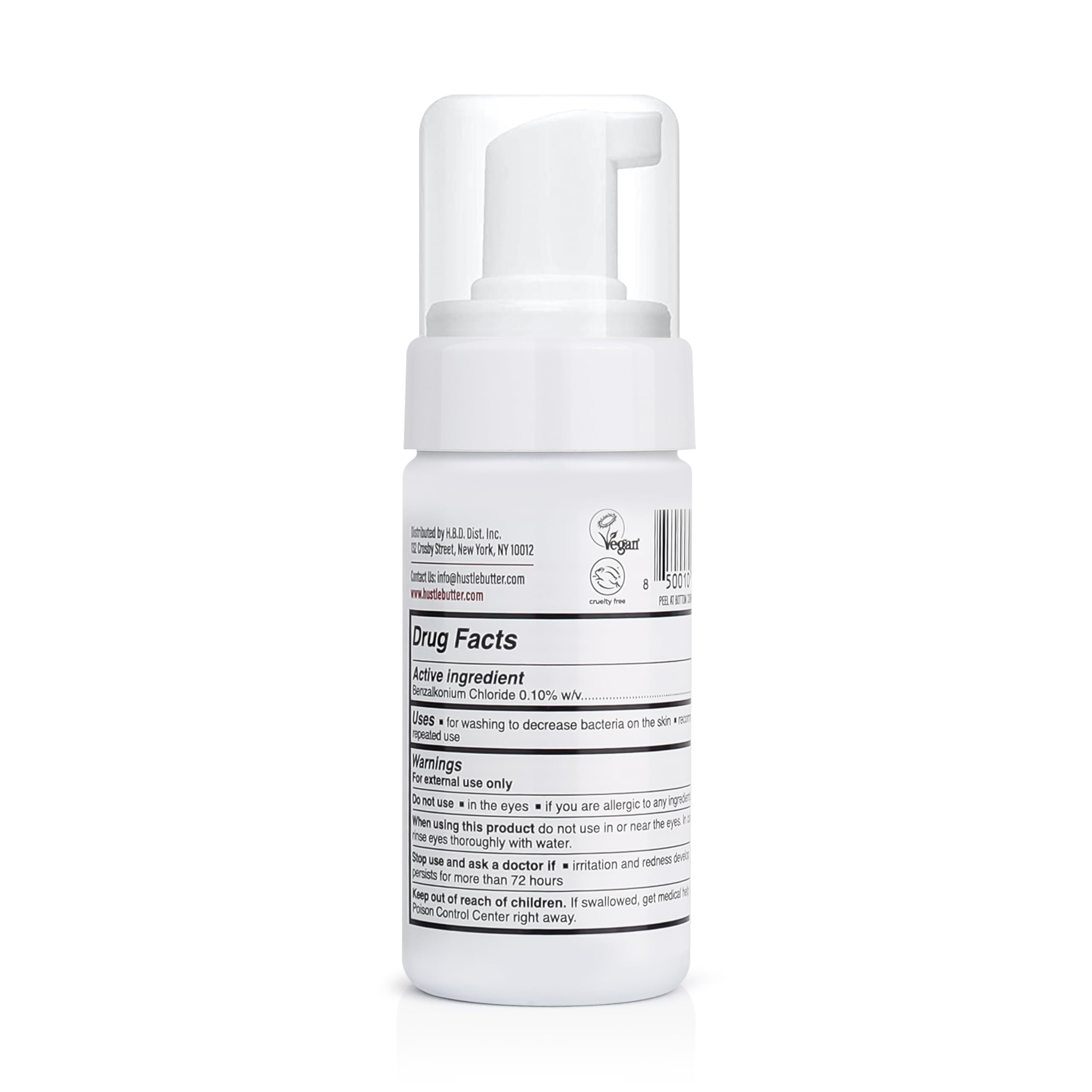 Hustle Bubbles cruelty-free vegan logo beside product.