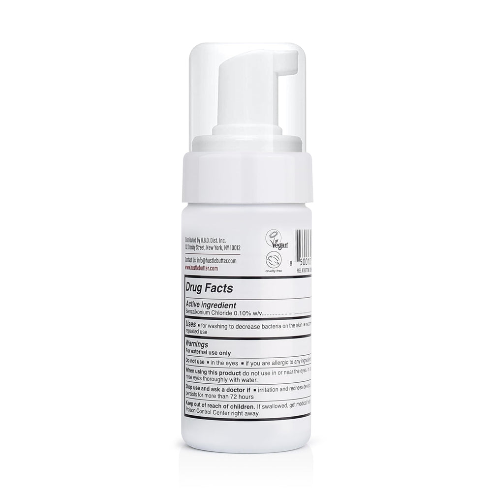Hustle Bubbles cruelty-free vegan logo beside product.