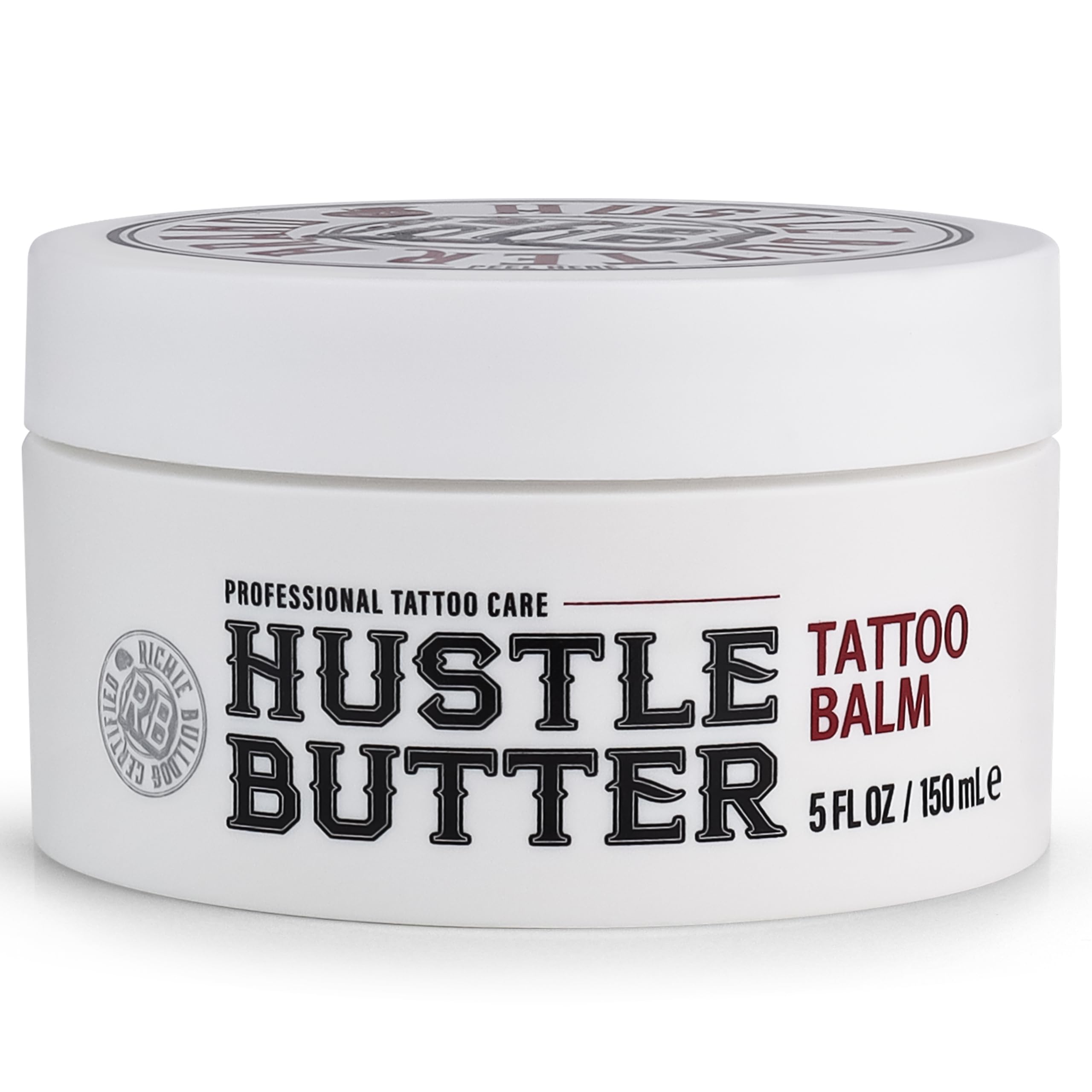 Hustle Butter Deluxe balm application tube highlights vegan formula for smooth, nourished skin