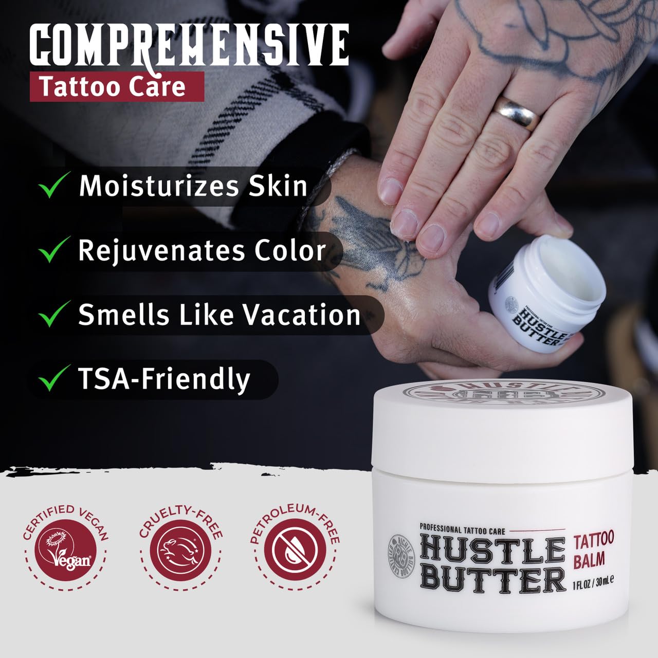 Hustle Butter Deluxe 1 oz tube packaging ready for travel.