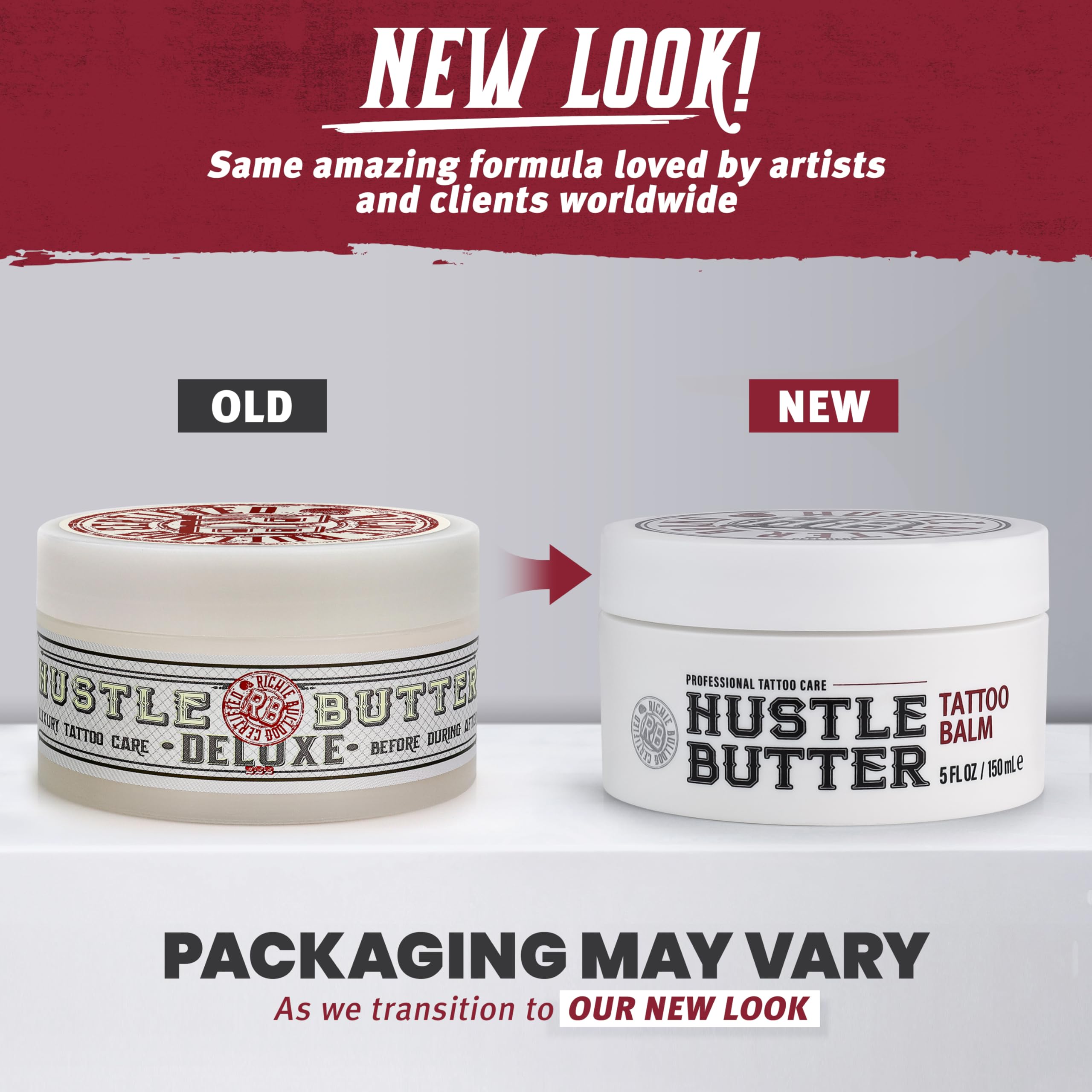 Hustle Butter Deluxe tattoo balm application demonstrates smooth rub during aftercare