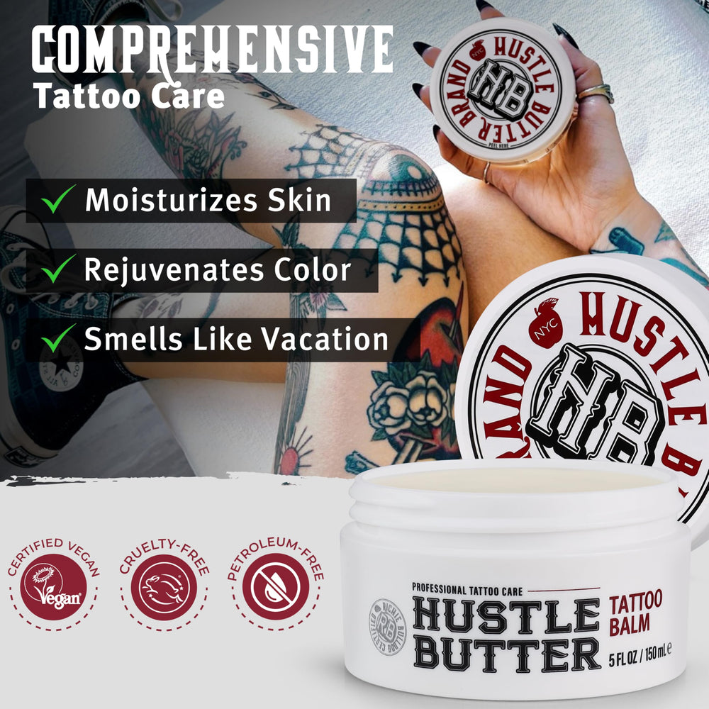 Hustle Butter Deluxe tattoo soap foaming action demonstrates gentle cleansing for healing sessions