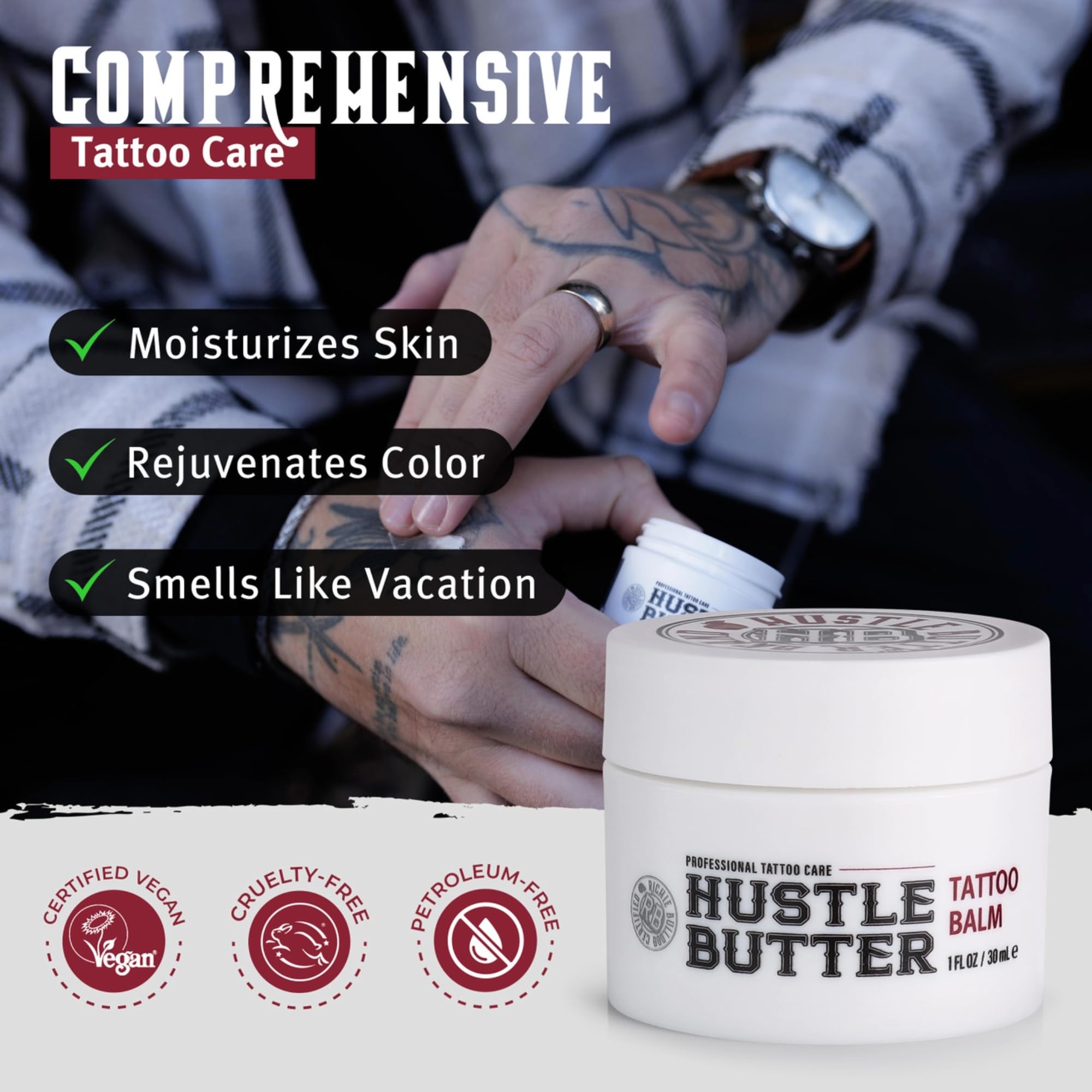 Hustle Butter Essentials Kit-box showcases all-in-one tattoo aftercare on the go.