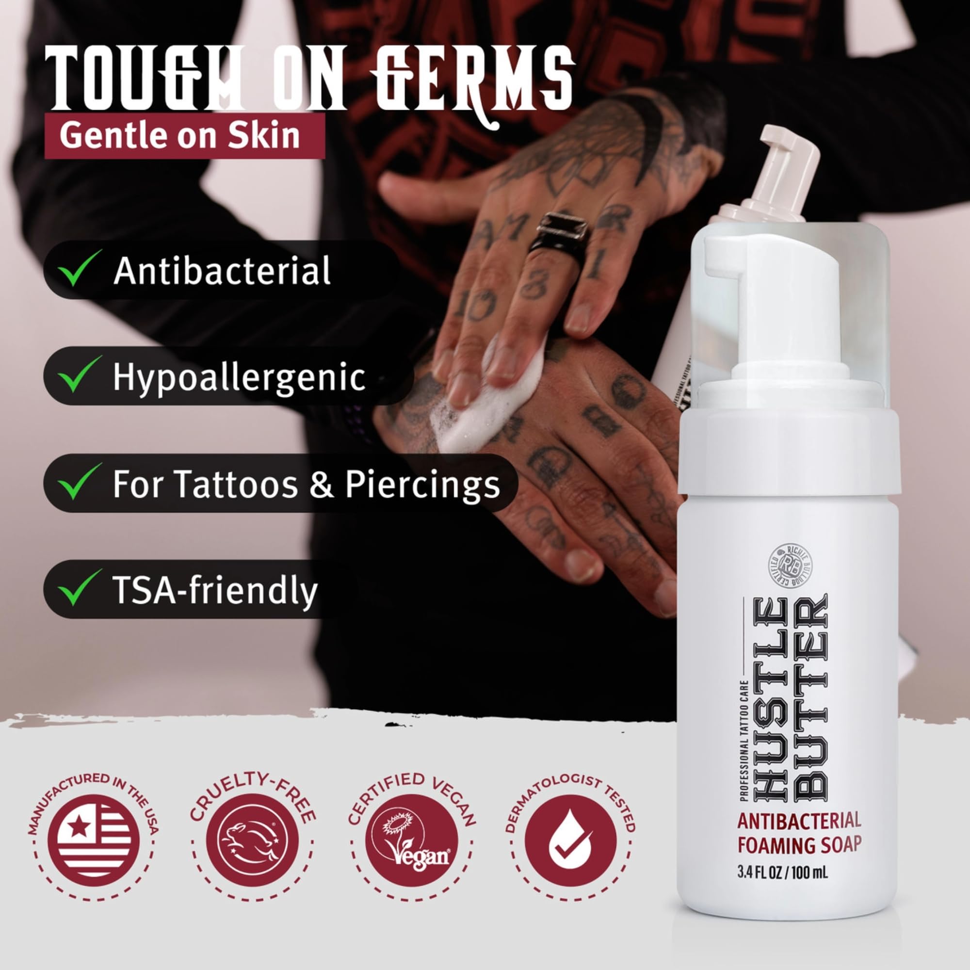 Hustle Butter Tattoo Care-travel-friendly kit is TSA-friendly for travel and sessions.