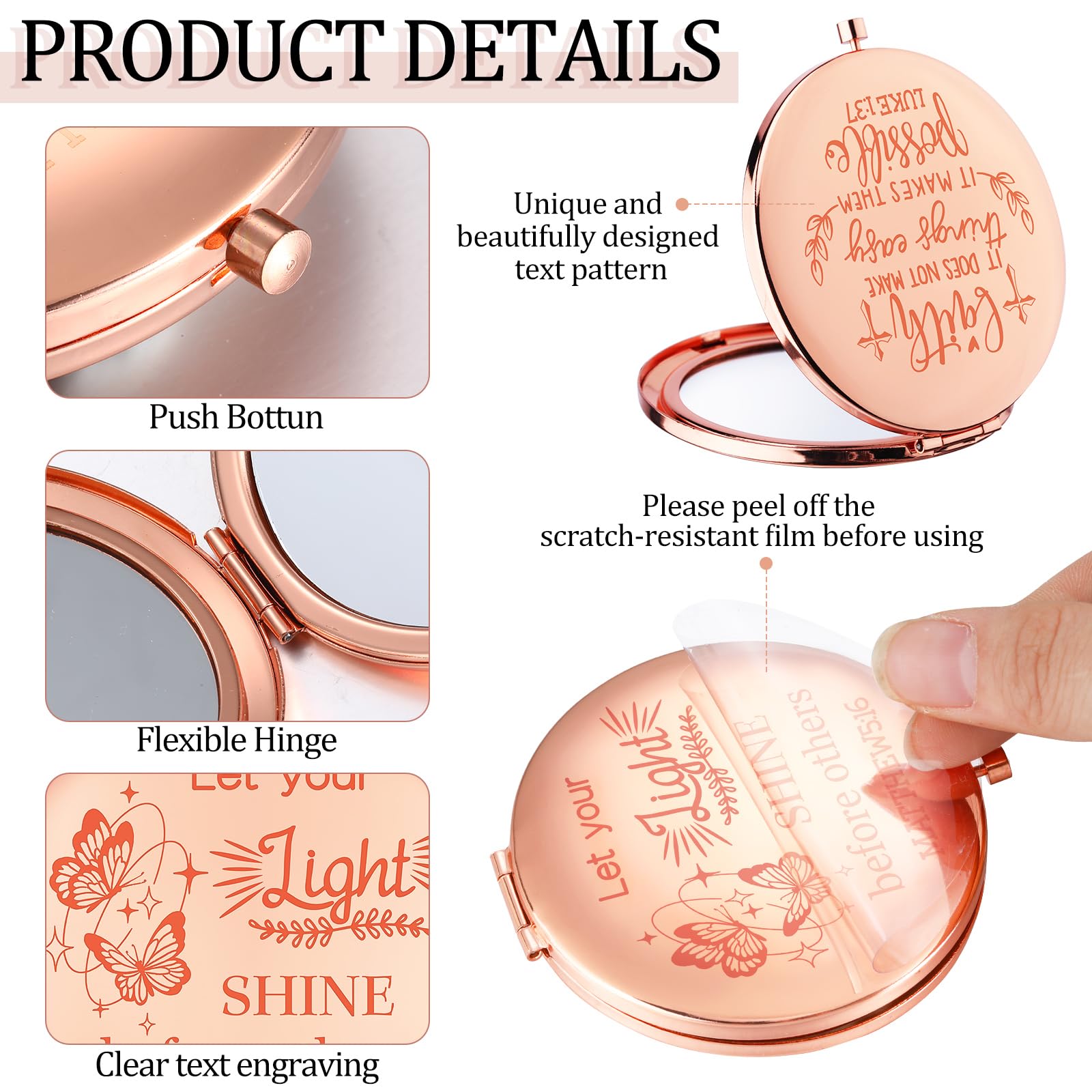 Huwena christian-compact-mirror with Bible verses for daily encouragement
