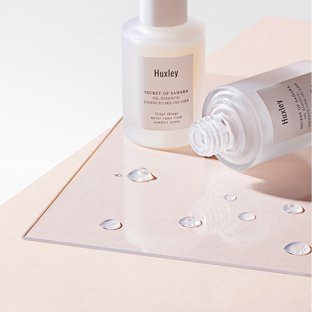 Huxley Secret of Sahara Oil Essence fast absorption demonstration with non-greasy finish.