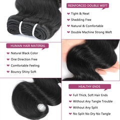 HVN-KVVM body wave bundles texture reveals bouncy, shiny, tangle-free surface.
