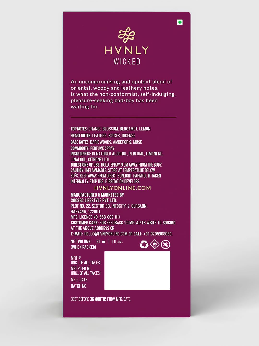 HVNLY Wicked on-skin application showing balanced, long-lasting scent