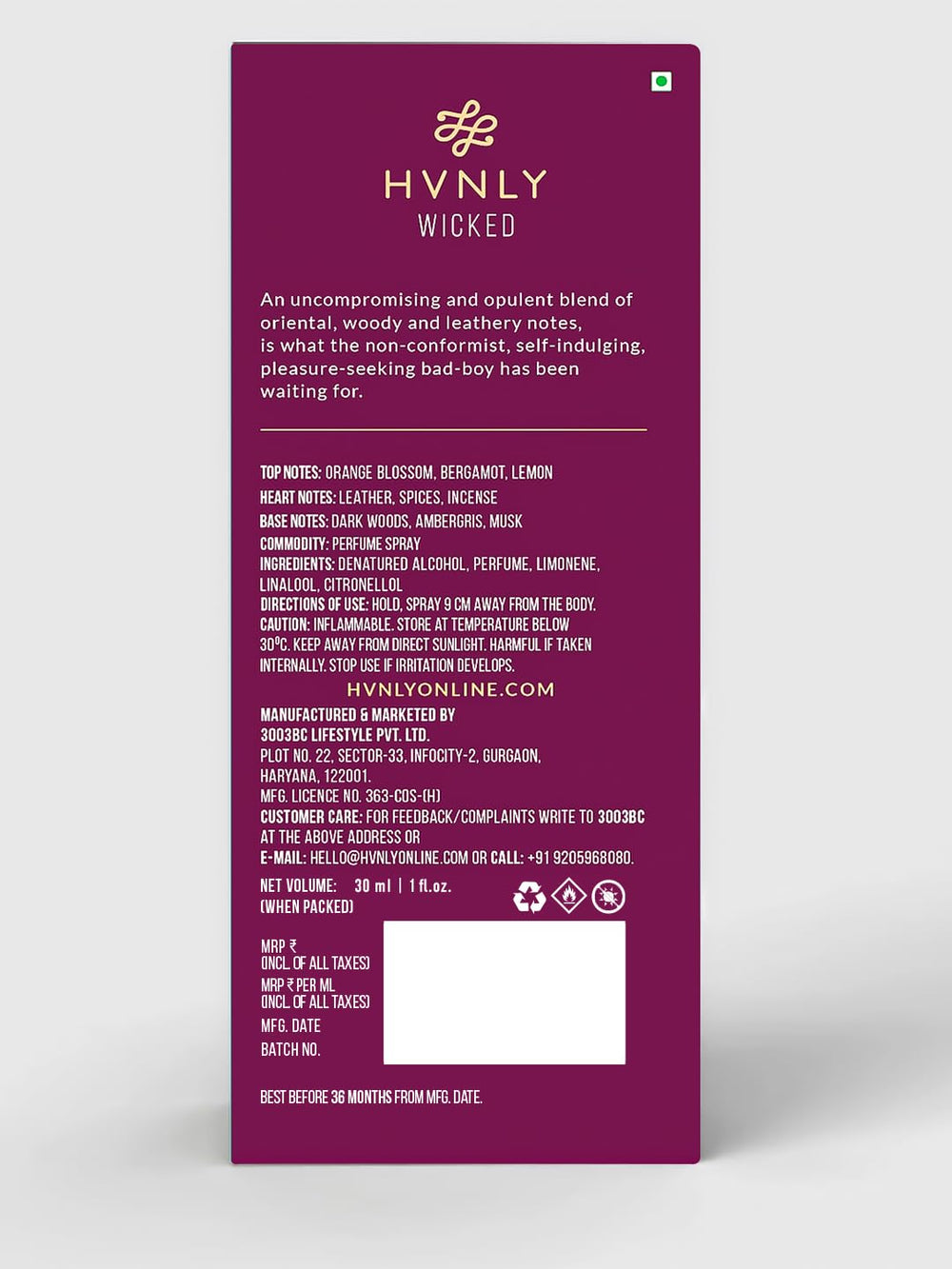 HVNLY Wicked on-skin application showing balanced, long-lasting scent