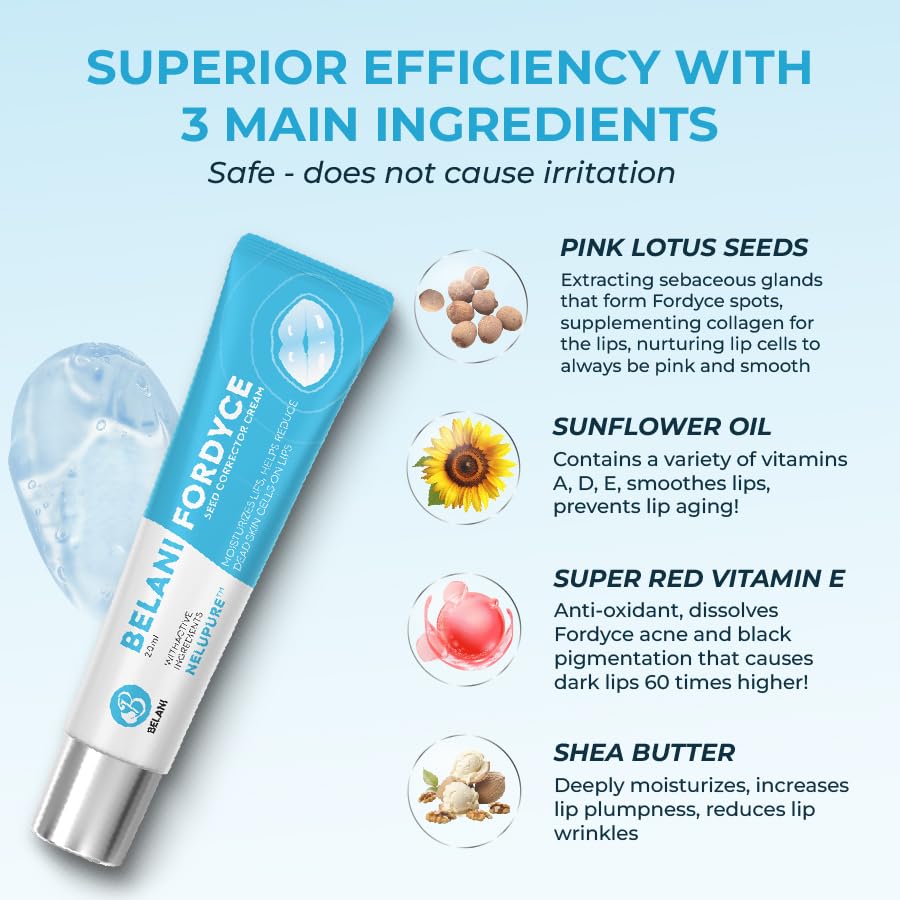 HVSun Belani Fordyce lip cream used in morning and evening routine.