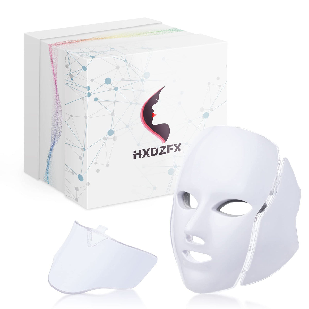 HXDZFX LED facial light therapy mask front view with versatile color options for skincare