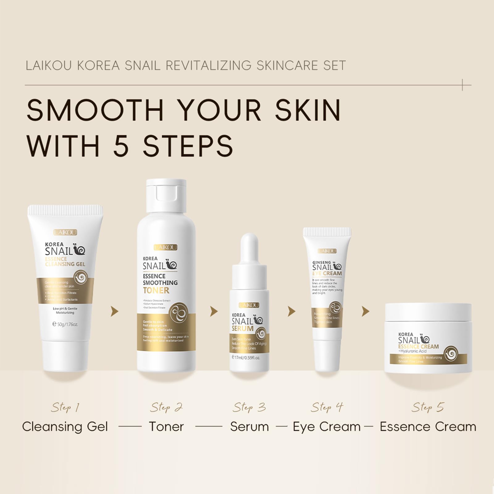 HXLYBD snail essence-serum texture close-up, silky finish on skin