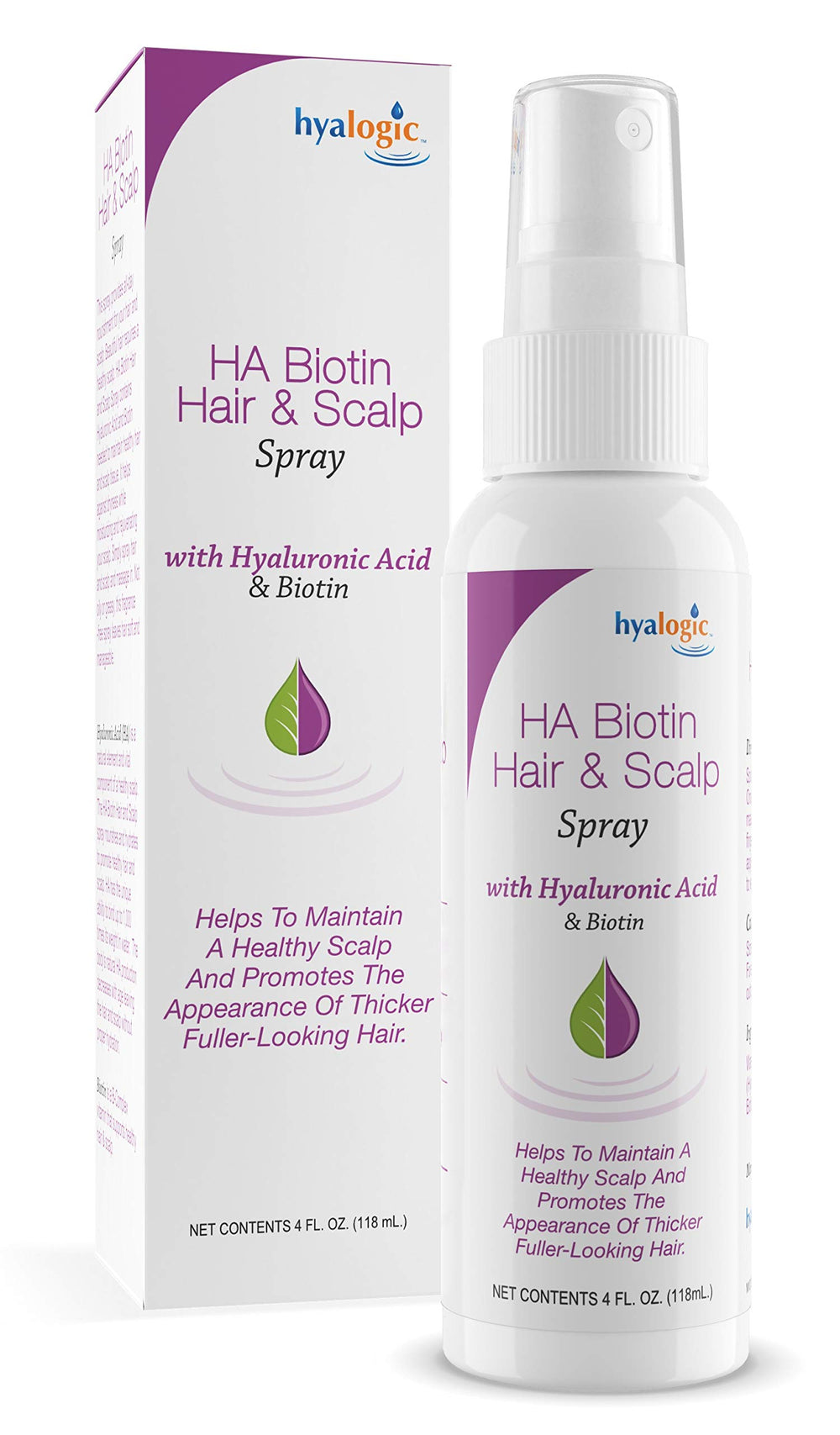 Hyalogic Biotin Volumizing Hair Spray bottle for daily styling and volume boost.