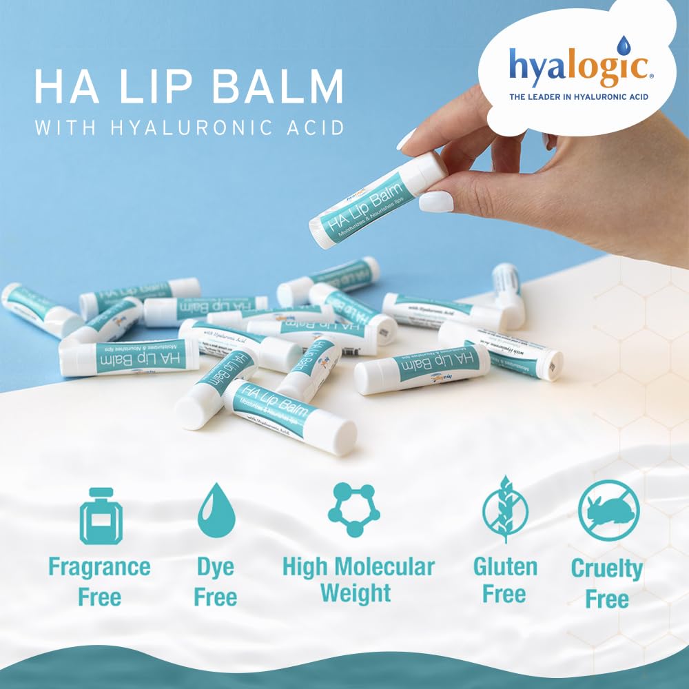Fragrance-free Hyalogic HA Lip Balm design for sensitive lips.