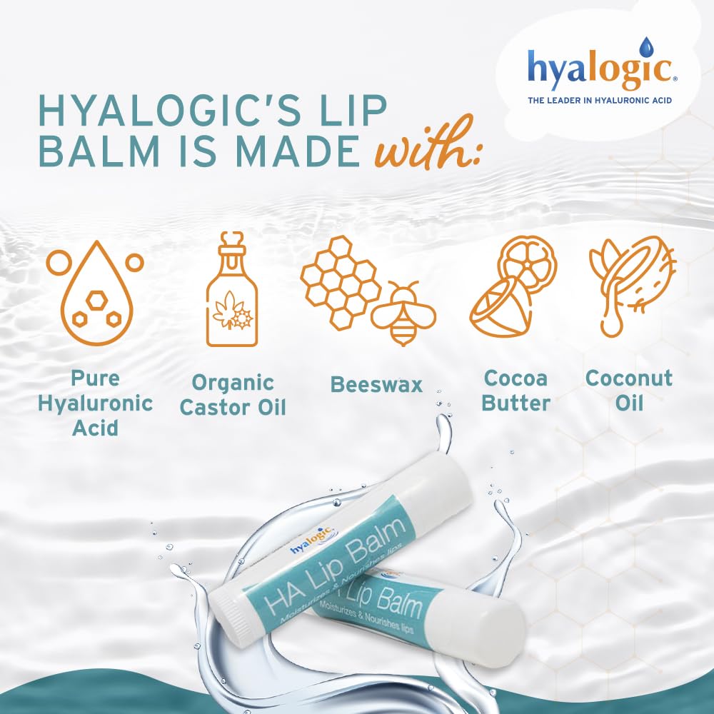 Hyalogic HA Lip Balm tubes close-up highlighting creamy texture.