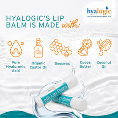 Hyalogic HA Lip Balm tubes close-up highlighting creamy texture.