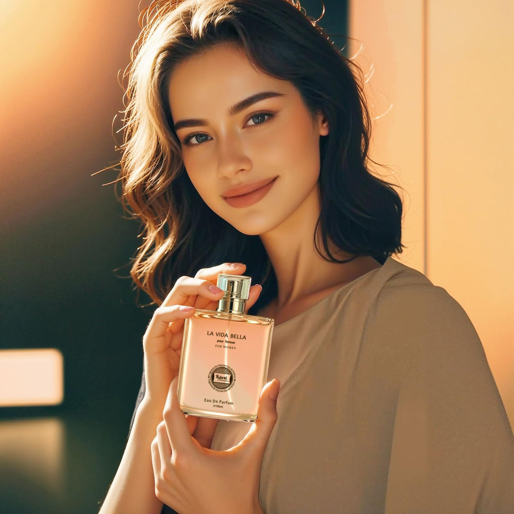 Hybrid & Company La Vida Bella label detail showcasing brand quality and scent story.