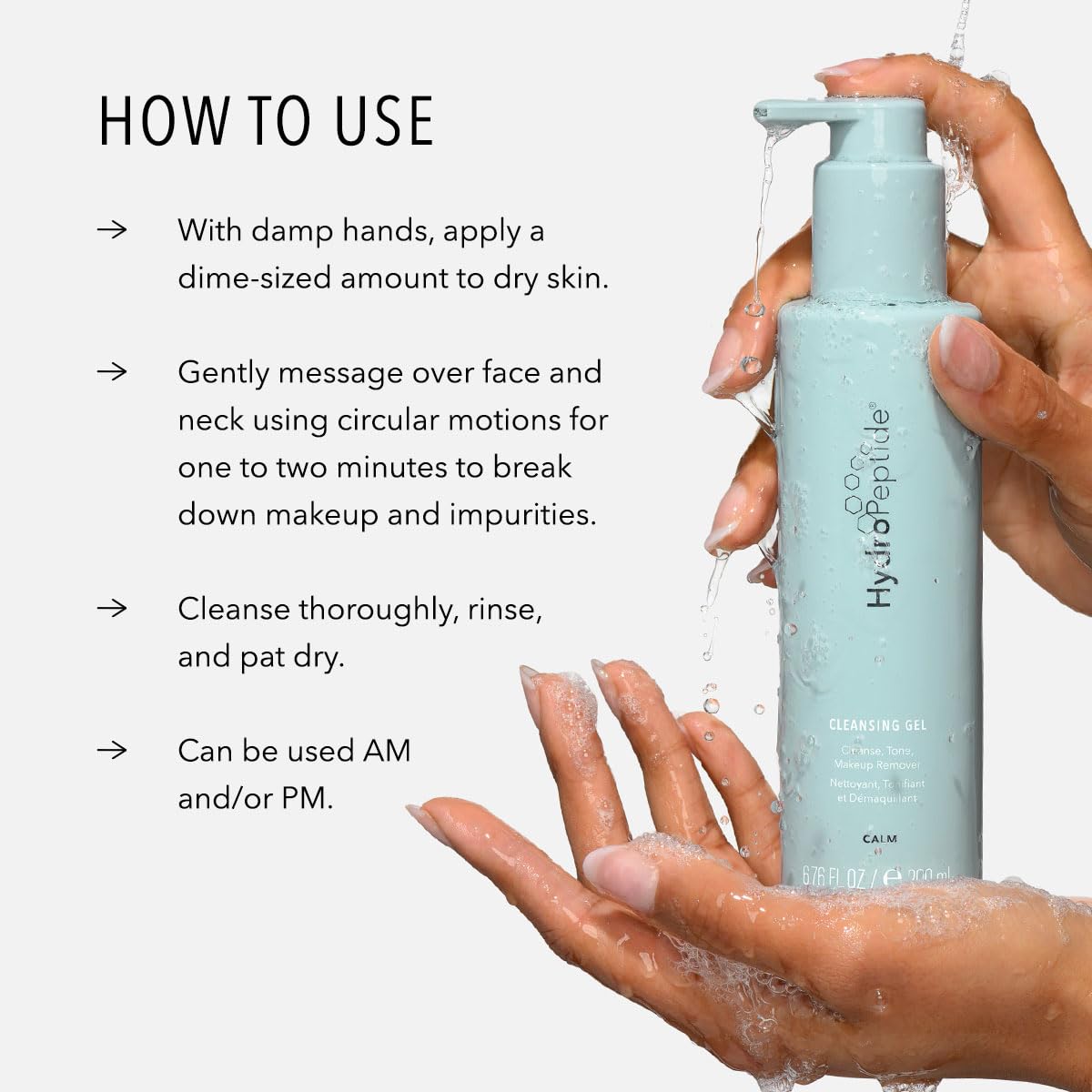 HydroPeptide Cleansing Gel 6-76-ounce bottle emphasizes daily-use reliability.
