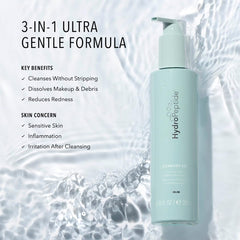 HydroPeptide Cleansing Gel shown removing makeup for a clean start.