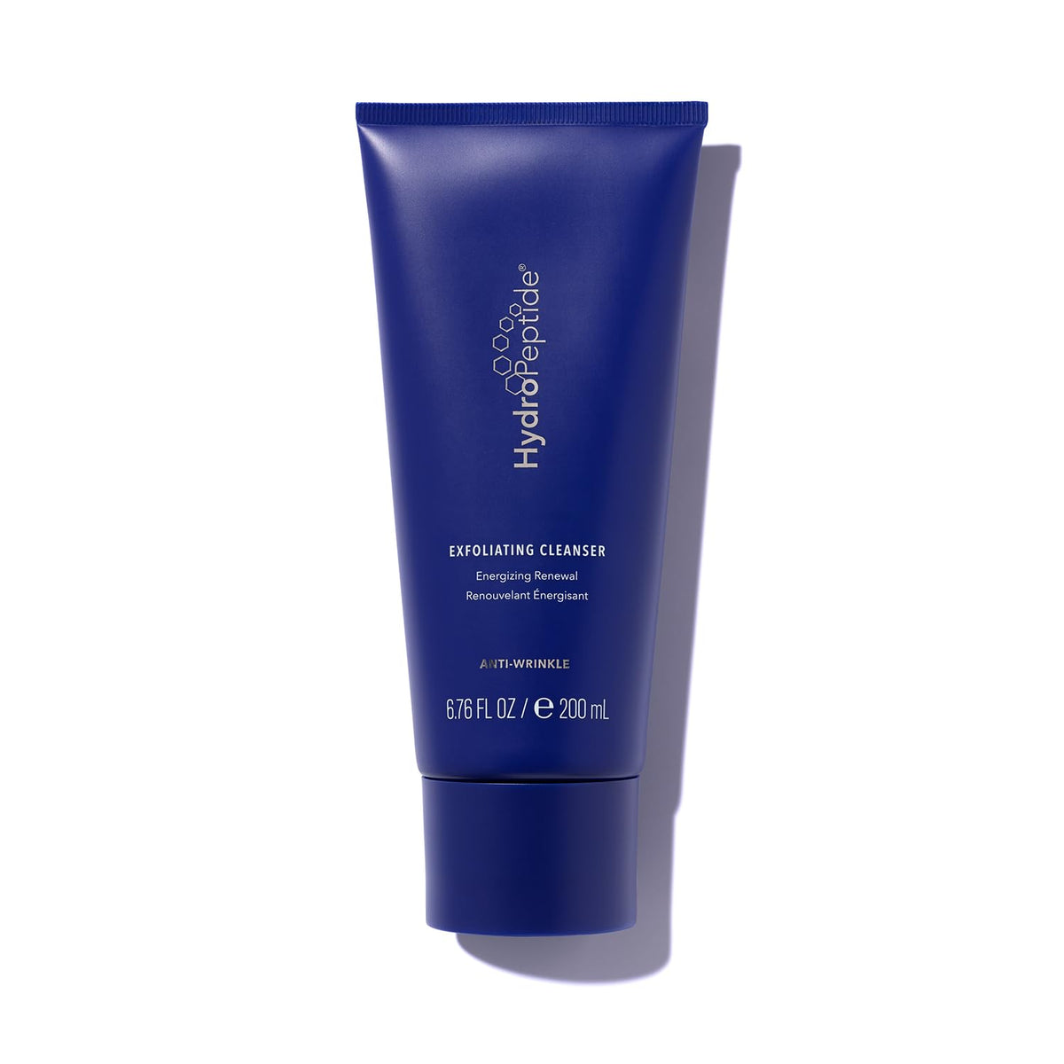 HydroPeptide Exfoliating Cleanser bottle-front view promoting energizing renewal for smoother skin.