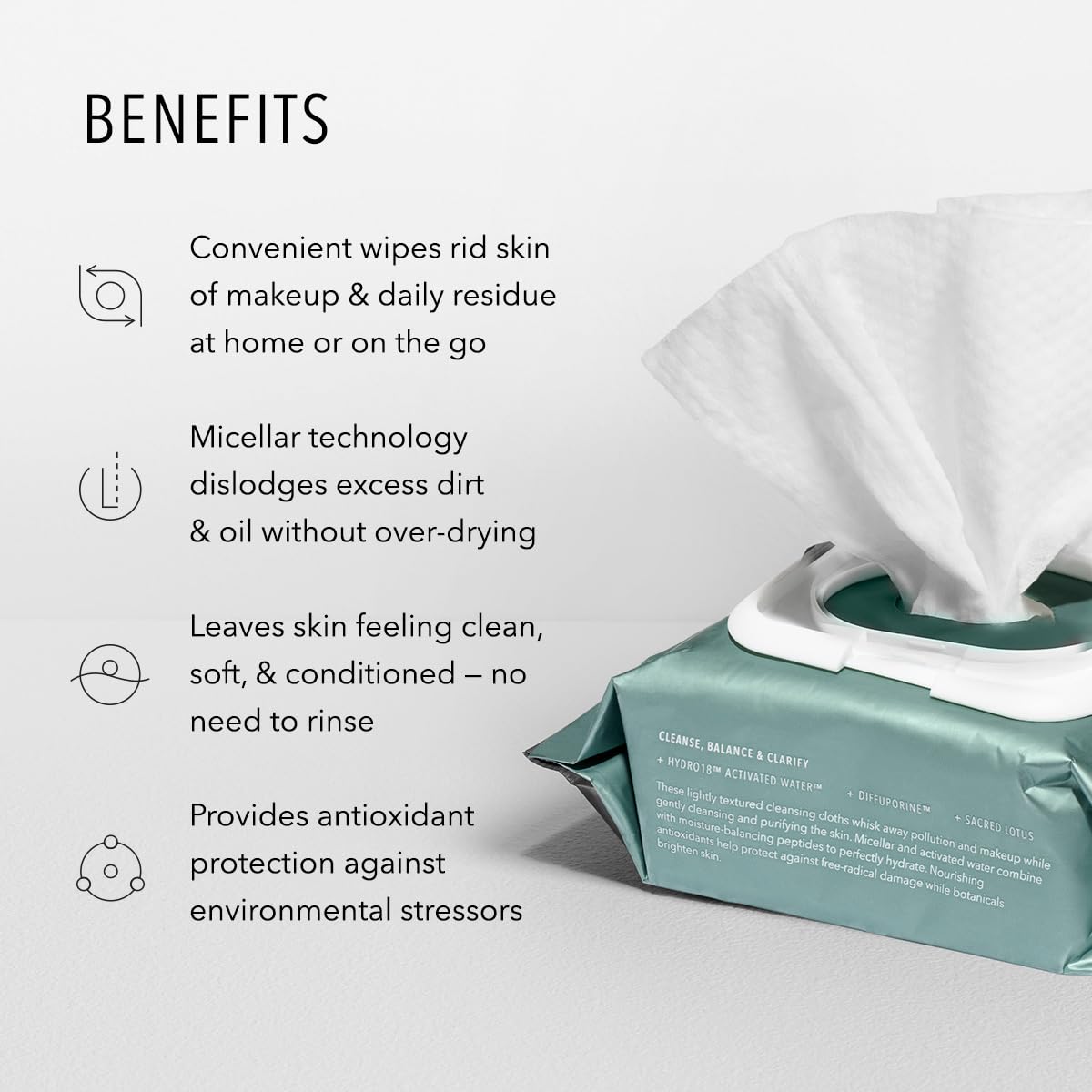 HydroPeptide HydroActive Cleanse cloths gym bag use—post-workout cleansing to remove residue