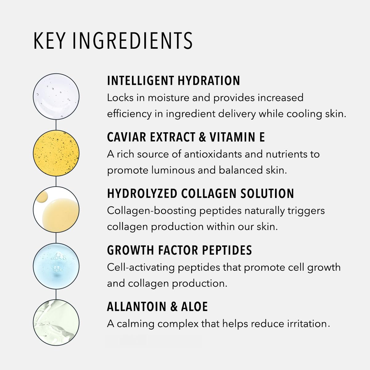 HydroPeptide PolyPeptide Collagel caviar extract present to support bright under-eye appearance.