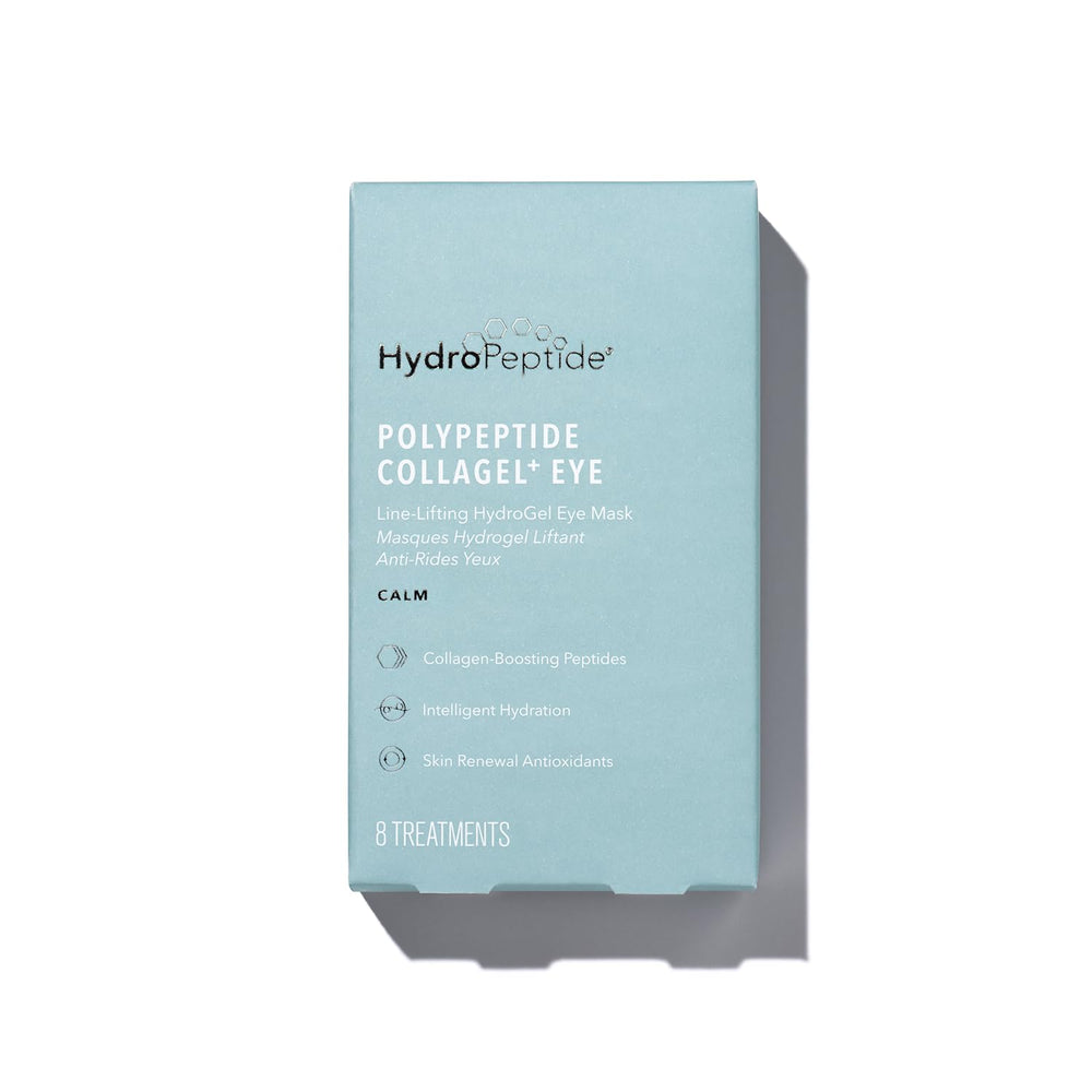 HydroPeptide PolyPeptide Collagel eye masks pack close-up for refreshed, hydrated under-eye skin.