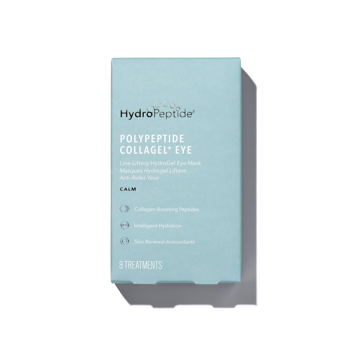 HydroPeptide PolyPeptide Collagel eye masks pack close-up for refreshed, hydrated under-eye skin.