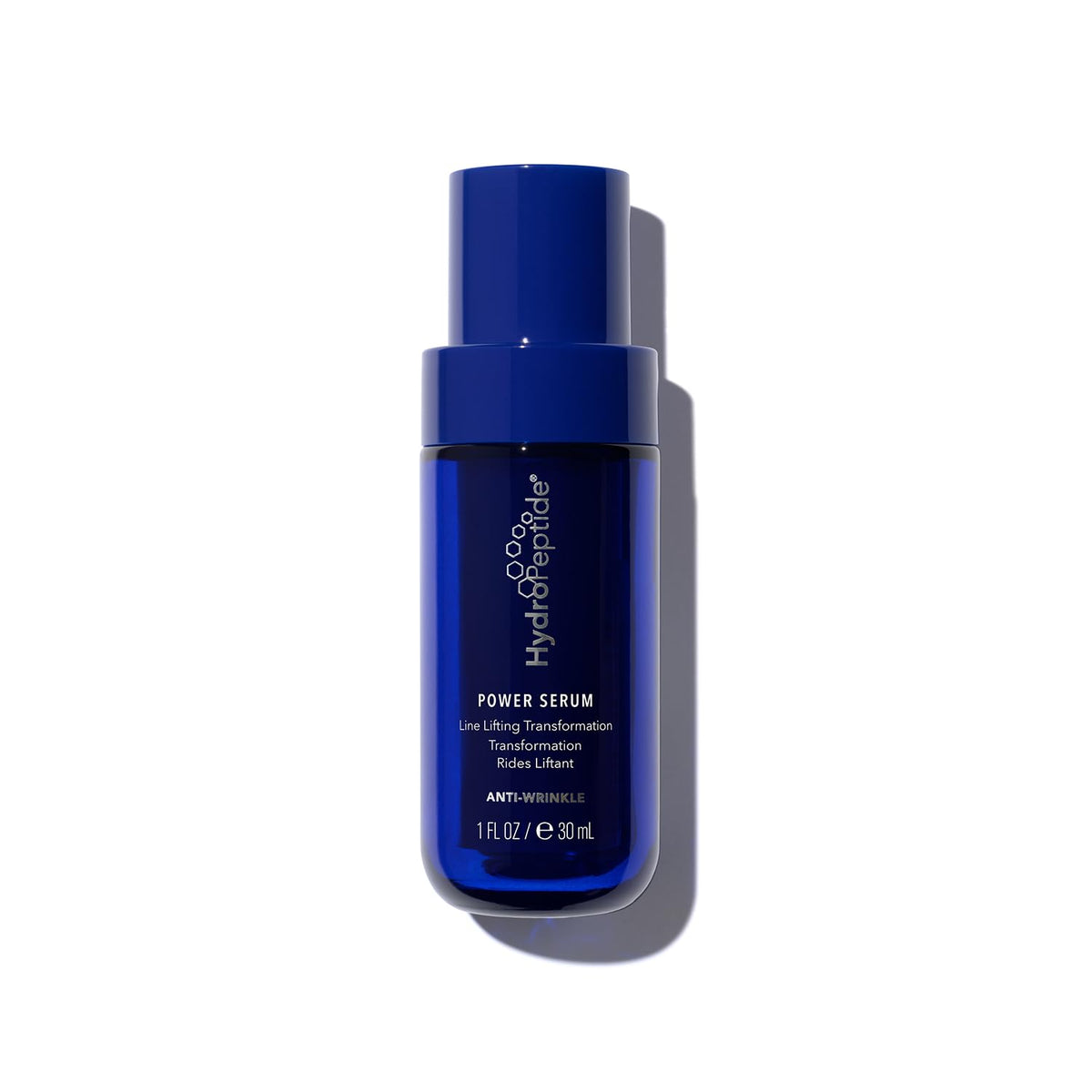 HydroPeptide Power Serum bottle closeup showing a hydrating anti-aging formula for firmer skin