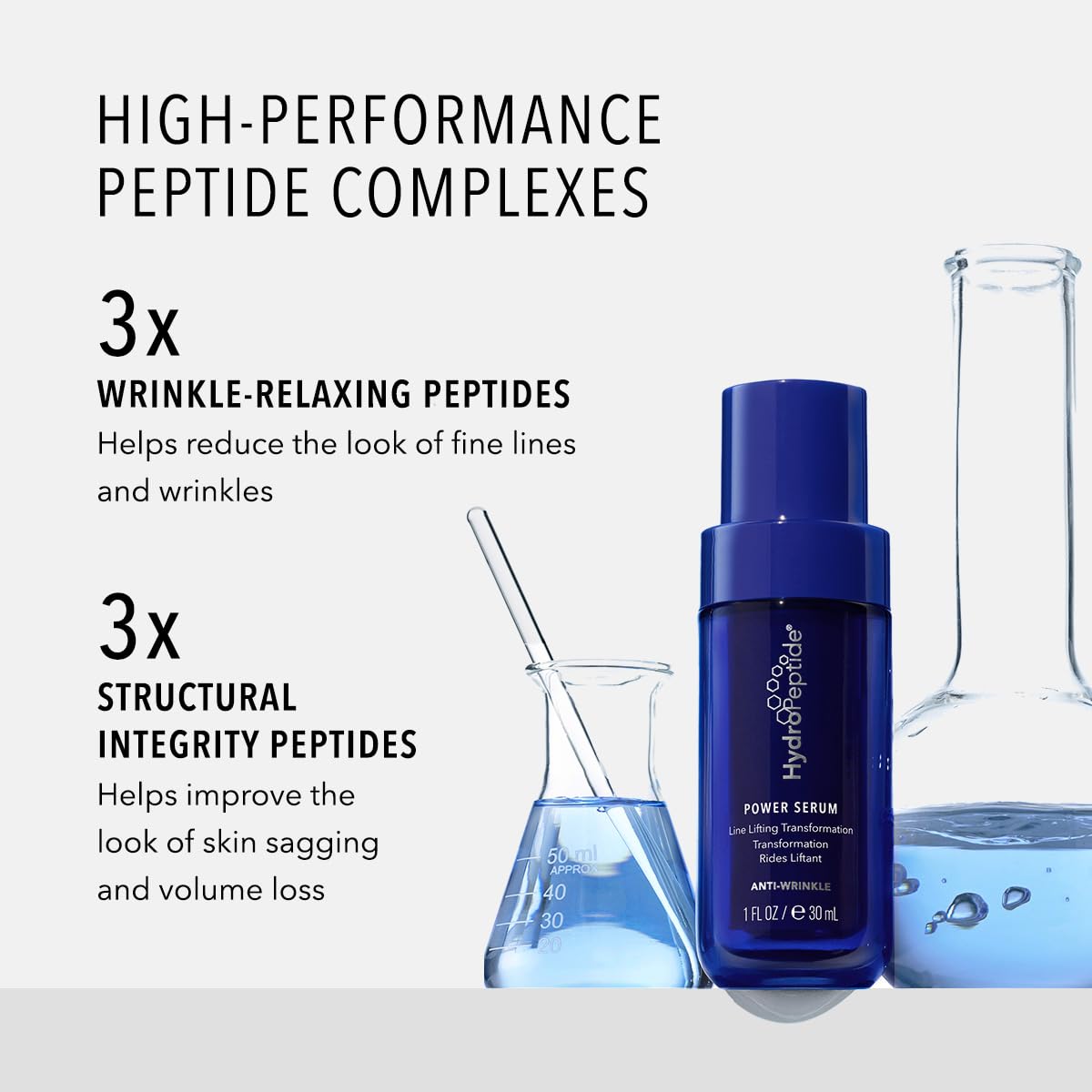 HydroPeptide Power Serum packaging on a clean vanity for premium skincare